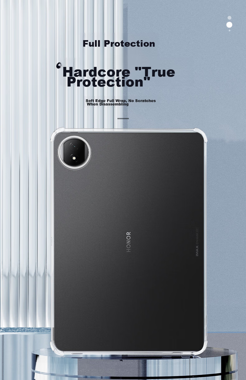 Freeson Compatible with Honor MagicPad2 Protective Case, 12.3-Inch Full Coverage Shockproof, Four-Corner Airbag Anti-Collision Crystal Clear TPU Soft Shell, Transparent 2