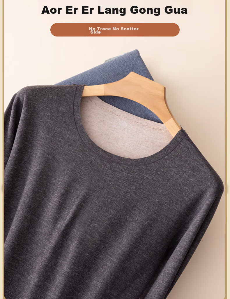 YUZHAOLIN 10A Antibacterial Seamless Thermal Underwear for Men, Containing Wool And Silk, Brushed Fleece, Autumn Top And Bottom Set, Fleece-Lined And Thickened 15