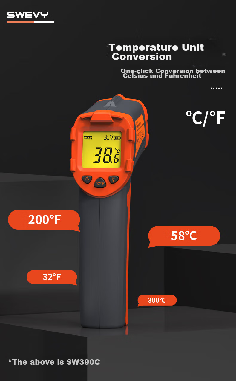 Suwei Infrared Thermometer, Temperature Gun, Oil Temperature Gun, Kitchen-Specific Thermometer SW390S 13