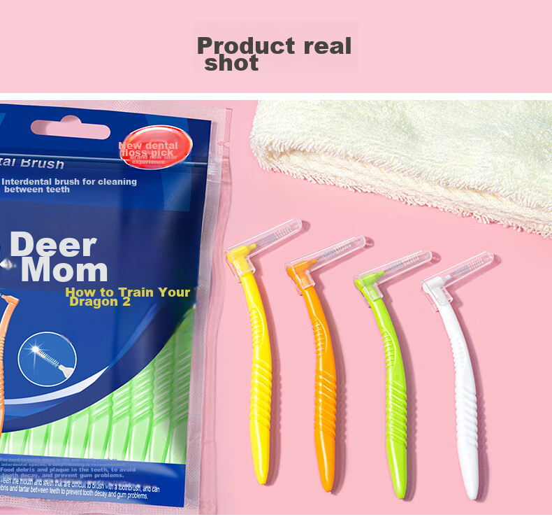 FAWNMUM L-Shaped Interdental Brush, Back Row Toothbrush, Dental Floss Brush, Teeth Cleaning Sss, 10 Pieces in Total (Random Packaging) 12