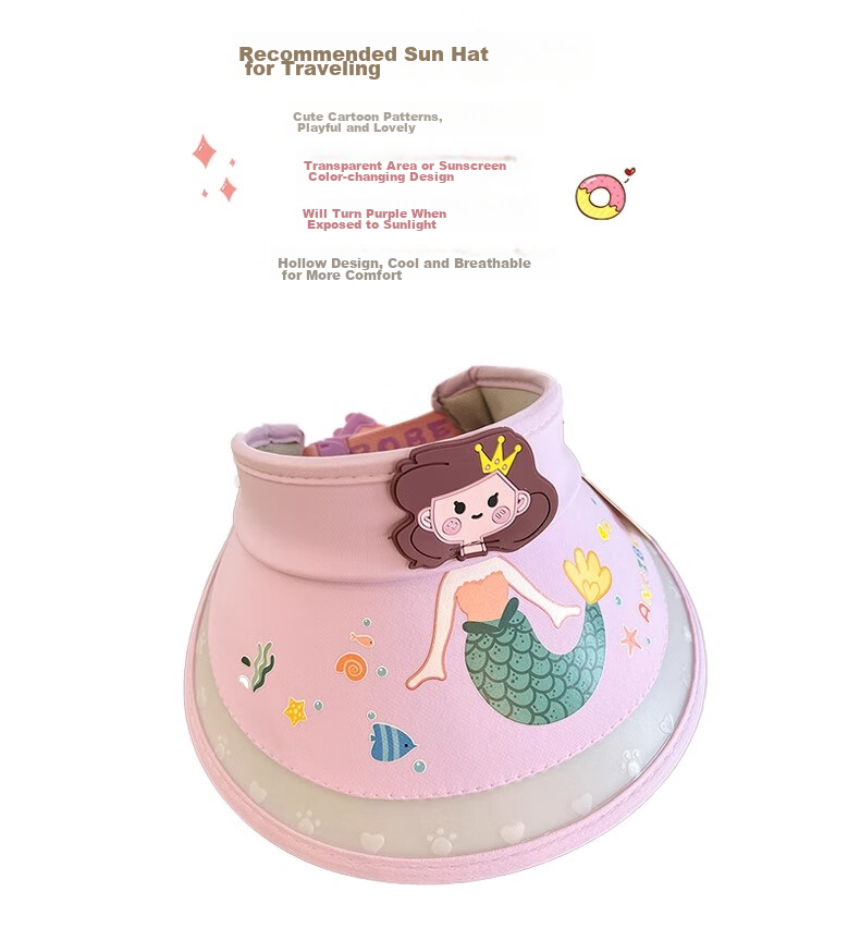 Ousen Children's Sun Protection Hat, New Summer Style Baby Sun Visor Cap, Little Girl UV Protection Wide Brim Hat, Girls' Visor Cap 8
