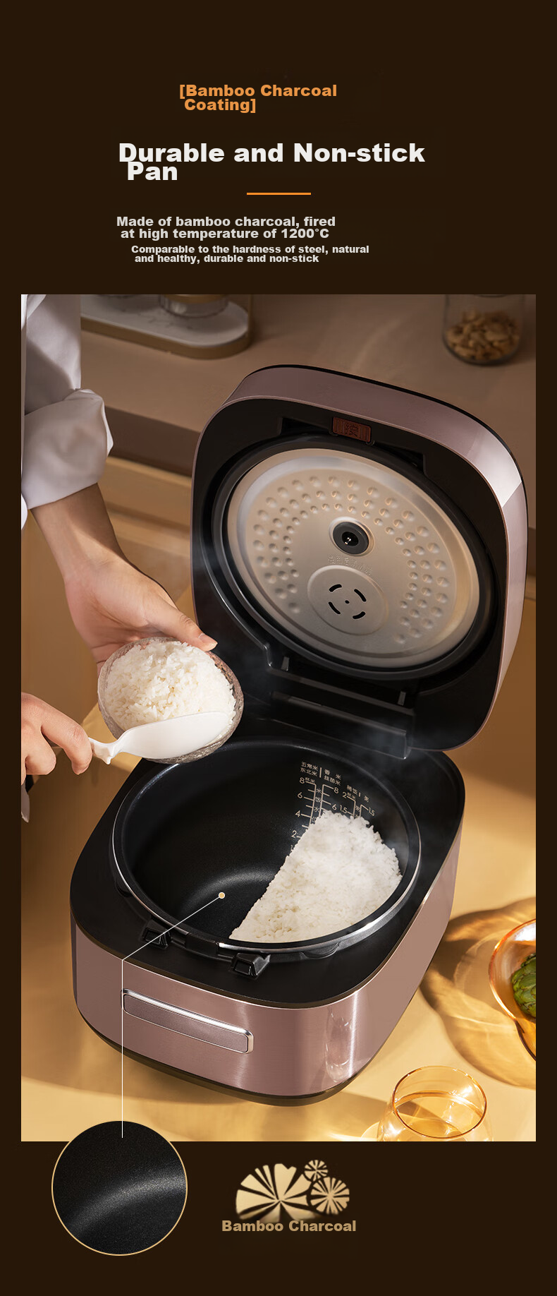 Midea Titanium-Free Fluorine-Resistant Celadon Pot Thickened Rice Cooker Petal IH Series Smart Electromagnetic Heating Household Electric Rice Cooker for Cooking Rice And Porridge [Same As Offline Model] CFB4097H 11
