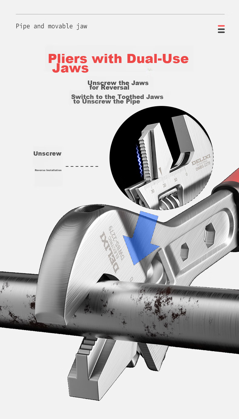 DELIXI Adjustable Wrench Tool Set, Versatile Multi-Functional Wide-Mouth Spanner Kit 5