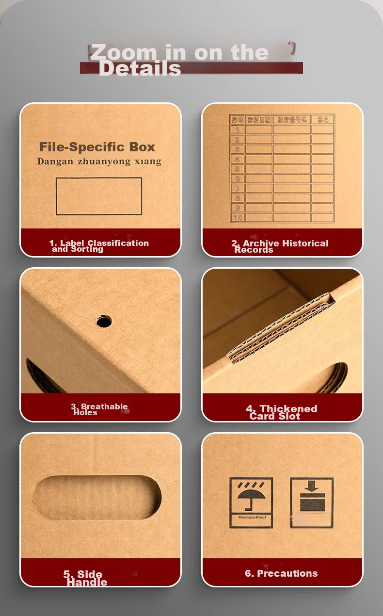 Yuzijian Large 5-Drawer File Storage Box, Three-Layer Thickened 250g Imported Kraft Paper Box, Office Document Financial Accounting Material Storage Turnover Box 10