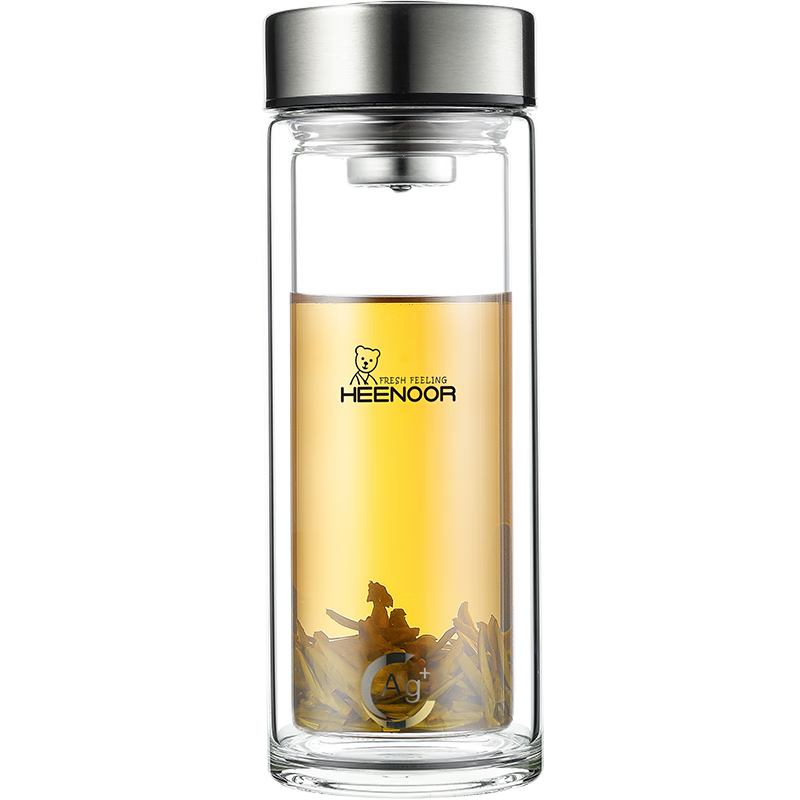 Heenoor Double-Layer Antibacterial Glass Cup, Office And Car Water Bottle for Men, High-Quality Tea Cup, Mid-Autumn Festival Gift XN-9607K