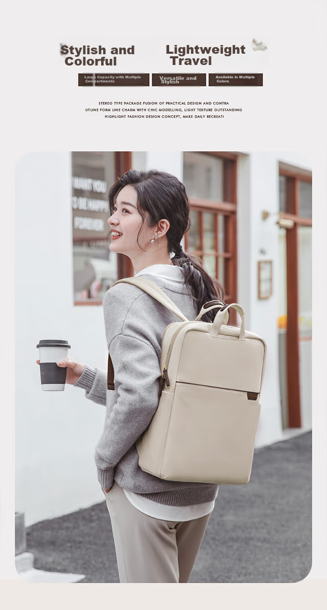 GOLF Women's Backpack, 13.3-Inch Apple Laptop Hidden Handle, Huawei Computer Backpack, Women's Schoolbag, Business Travel Bag 2
