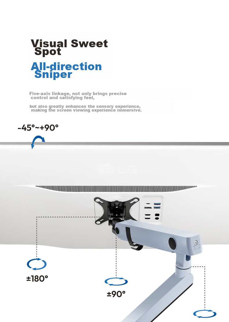Brateck Beihu Monitor Stand, Mechanical Arm, Computer Desk Clamp Base, Heavy-Duty Screen Riser E500 Blue 17-40 Inch, Suspended Arm Bracket 8