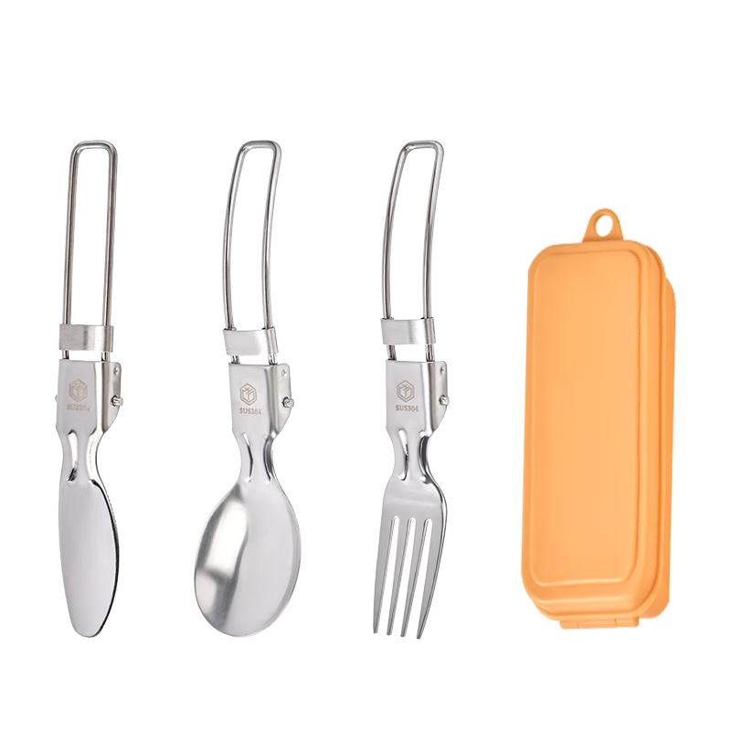 JD Original Outdoor Camping Foldable Fork And Spoon Set, Multifunctional 304 Stainless Steel Cutlery, Knife Fork Spoon 3-Piece Set