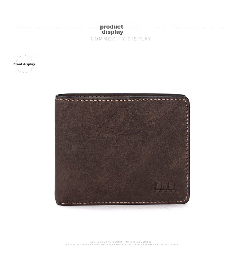 ELLE HOMME Men's Short Wallet, Top-Grain Leather Multifunctional Billfold, Two-Fold Money Clip 3920, Birthday Gift for Me 6