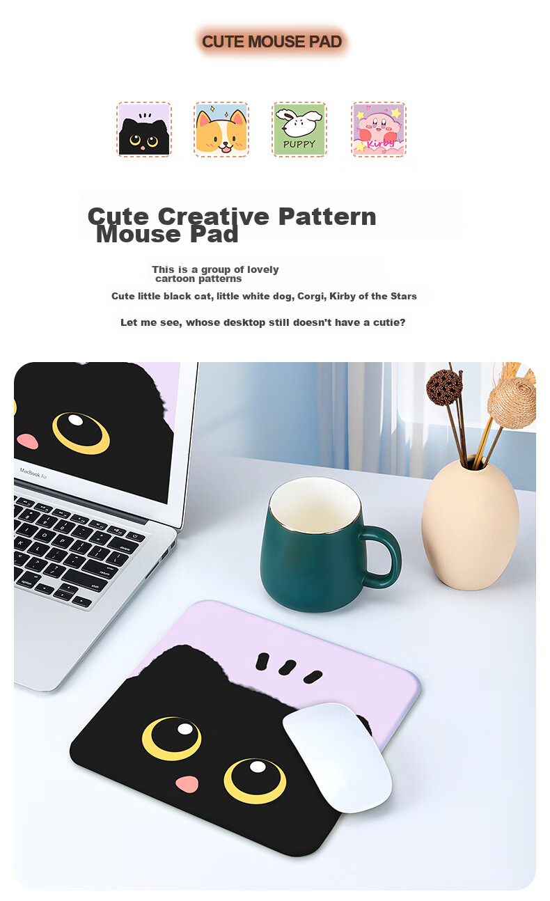 BUBM Mouse Pad Small Size Thick Cartoon Cute Office Desk Mat Non-Slip Durable Mouse Pad Notebook Computer Home Portable Patterned Soft Pad Xing Zhi Kabi 10
