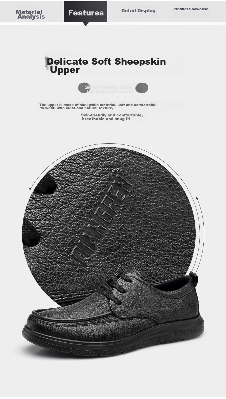 Qiangren Business Leather Shoes for Men, Soft Upper And Sole, Sheepskin Commuter Leather Shoes, Breathable Casual Men's Shoes JDA351339 Black 39 5