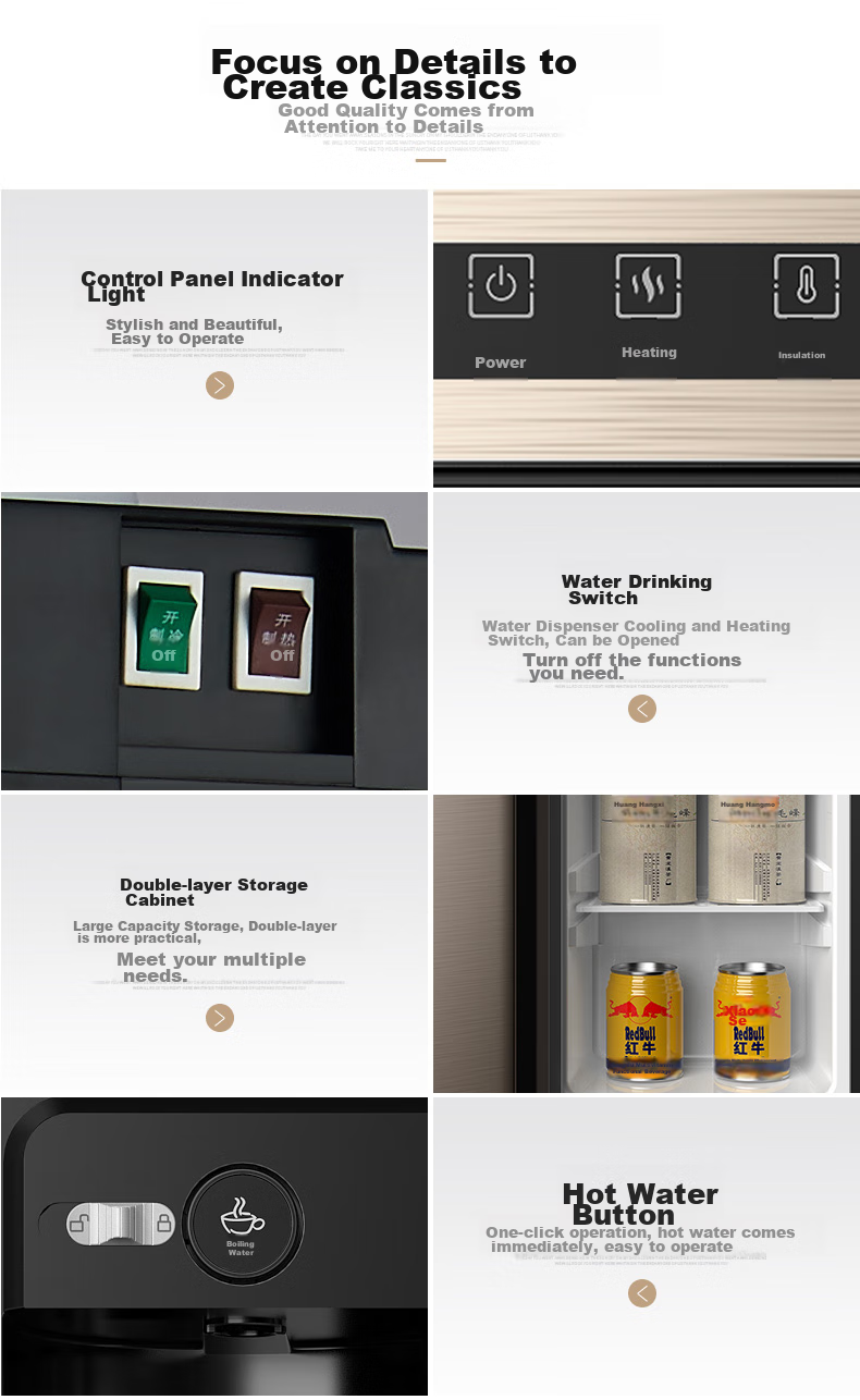 AUX Water Dispenser for Milk Preparation, Home And Office Use, Double-Door Cabinet-Style Hot And Cold Water Dispenser YR-5 15