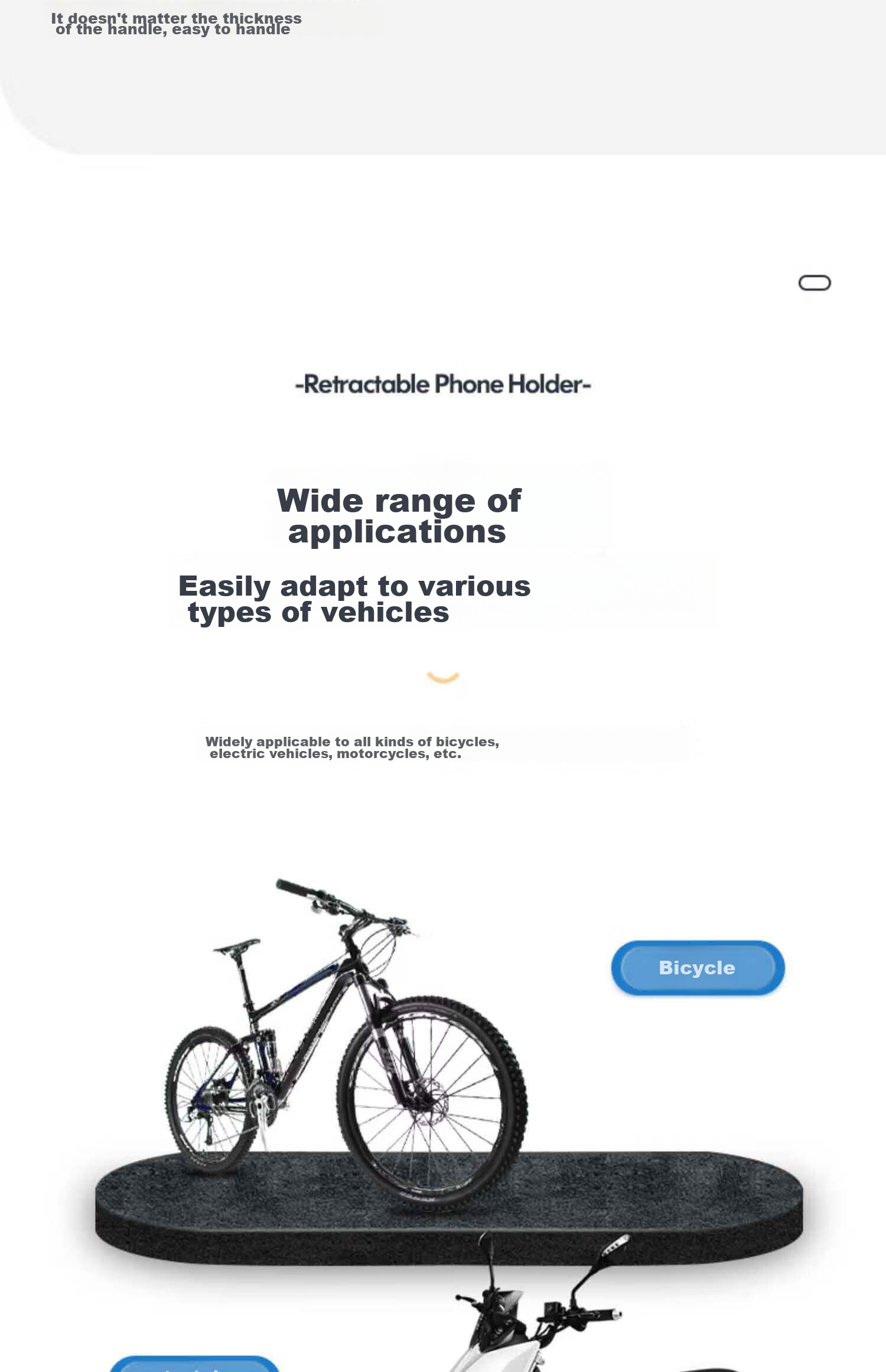 Beiteng Motorcycle Phone Holder, Electric Bike Motorcycle Bicycle Sealed Sensitive 360° Adjustable Handlebar Waterproof 17