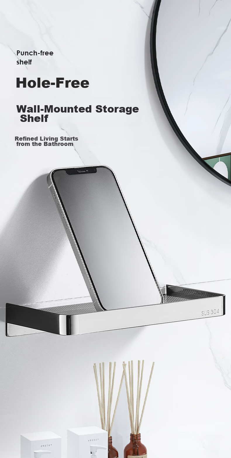 Muvi Bathroom Phone Holder, No Drilling Required, Public Restroom Phone Stand, Hanging Accessory, 304 Stainless Steel Phone Bracket 2