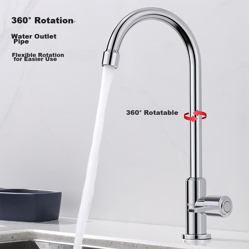 CVBAB Stainless Steel Single Cold Kitchen Faucet 360-Degree Rotatable Sink Faucet Single Cold Tap CV1165