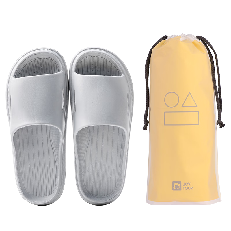 JOYTOUR Disposable Slippers, Portable Travel Bathroom Non-Slip Couple Sandals with Storage Bag, Gray 42-43