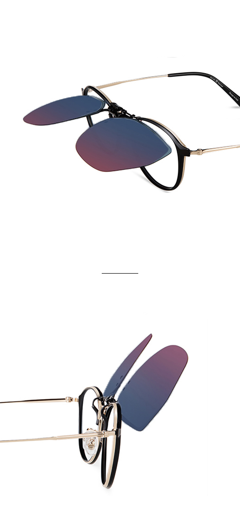 HELEN KELLER Sunglasses Clip, Geometric Large Frame Glasses Clip, Driving-Specific Myopia Sunglasses Clip HP823C5 23