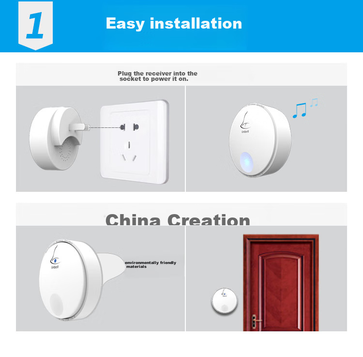 Linptech Wireless Doorbell G2, Long-Range Home Self-Powered No Battery Required, Elderly Call Button, Waterproof, One-To 6