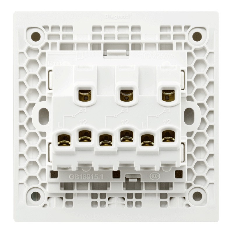 LEGRAND Yijing Series Switch Socket, Magnolia White Large Plate Socket Switch, Three-Gang Double Control, with Silver Edge