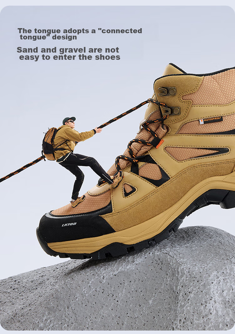 JD Original LH700 Hiking Shoes, Men's Mountaineering Shoes, Static Waterproof, Water-Repellent, Sand-Resistant, Casual Shoes for Men, Low-Top, Light Gray, Size 41 8