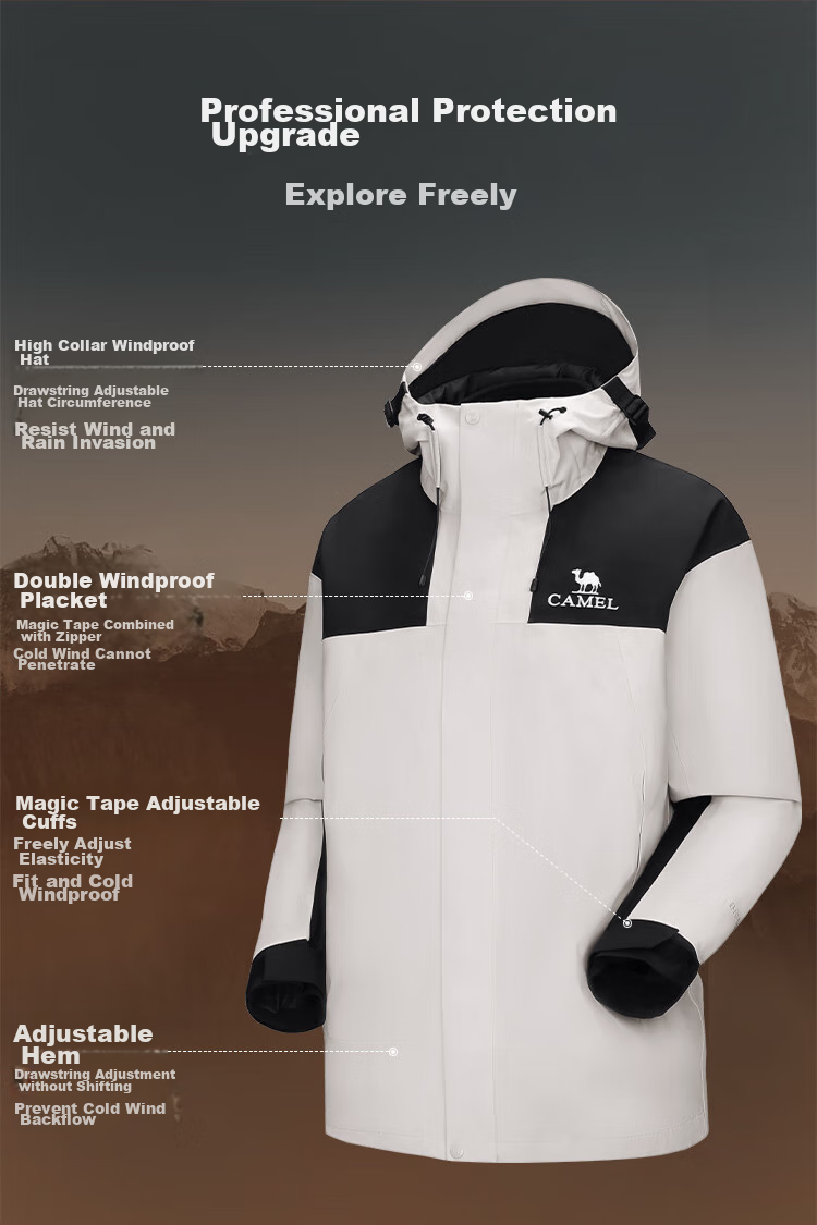 CAMEL Three-In Waterproof Jacket with Fleece Inner Liner, Outdoor Jacket for Tibet Travel And Mountaineering A13CAEO149 5