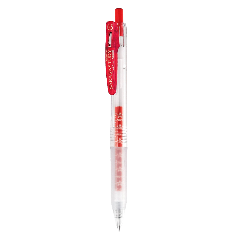 ZEBRA 10th Anniversary Edition Scholar Series Pen, 0.5mm Retractable Gel Pen, Student Correction Pen with Flower Scale JJM88, Red, Single Pe