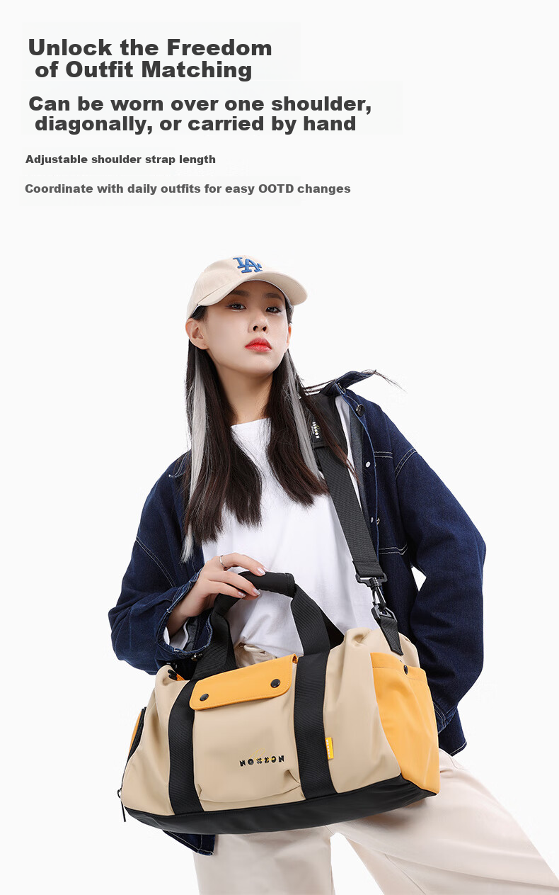 NOXXON Dry-Wet Separation Sports Fitness Bag for Women, Short-Trip Travel Bag, Casual Crossbody Large Capacity Swimming Yoga Bag 5