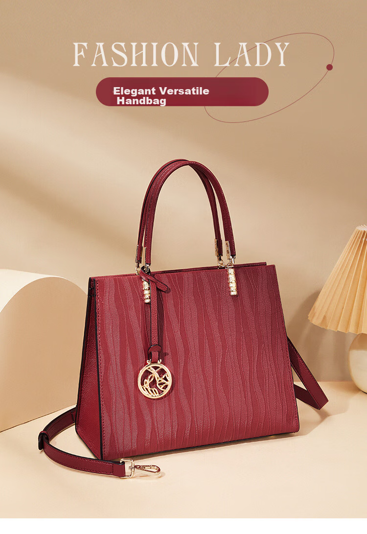 RED DRAGONFLY 2026 New Women's Handbag, Top-Grain Leather Shoulder Tote Bag with Handle, Birthday Gift for Mom 1