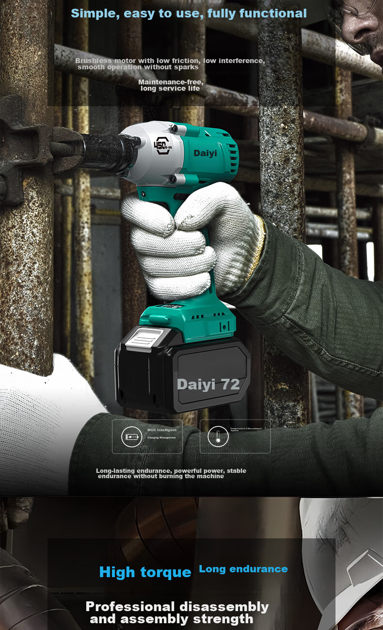 Dayi Electric Wrench 6822G-2, High Torque Electric Wrench, A7 Pneumatic Impact Wrench, Rechargeable Impact Wrench for Auto Repair, Sold by JD 3