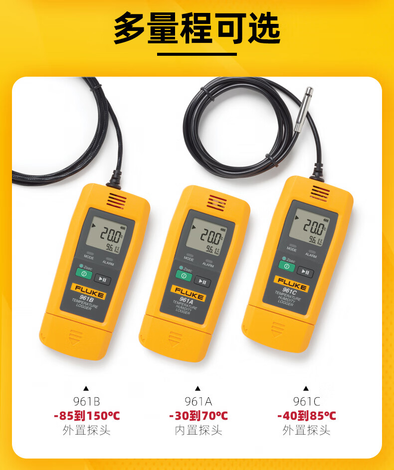 FLUKE 961B USB Temperature Logger, Thermometer, External Probe, Range -85°C to 150°C 1