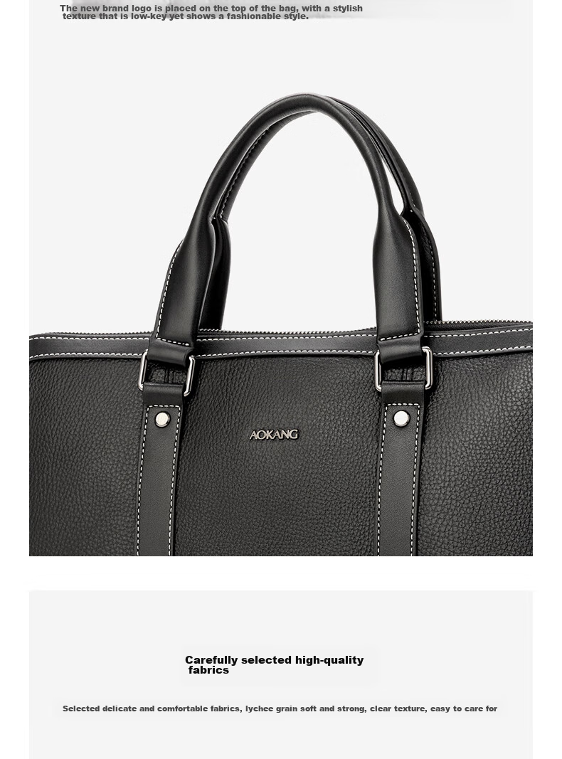 Aokang Business Briefcase, Top-Layer Cowhide Leather Handbag for Men, Laptop Messenger Bag, Birthday Gift for Husband 5