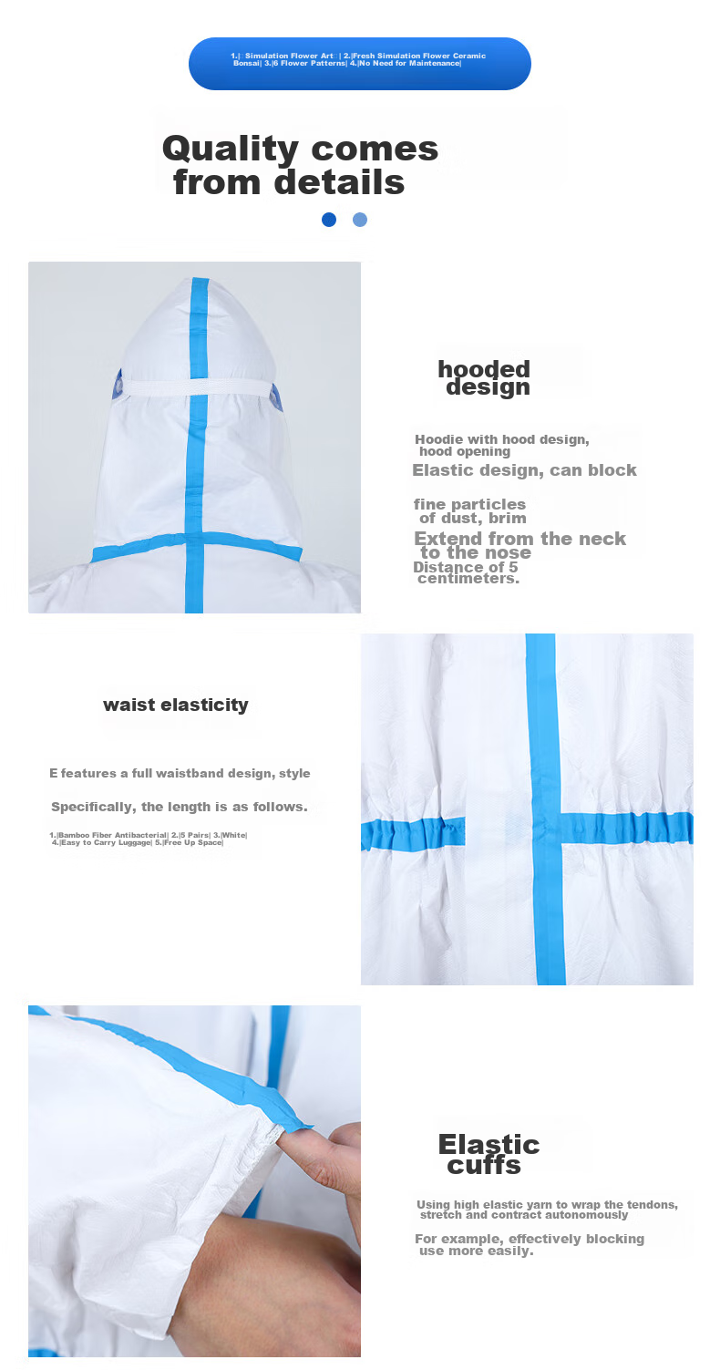 Zhierkang Disposable Protective Coverall with Hood, Dust-Proof Isolation Gown, Waterproof Farm Painting Workwear, Blue Striped Hood + Long Boots Set 2XL 7
