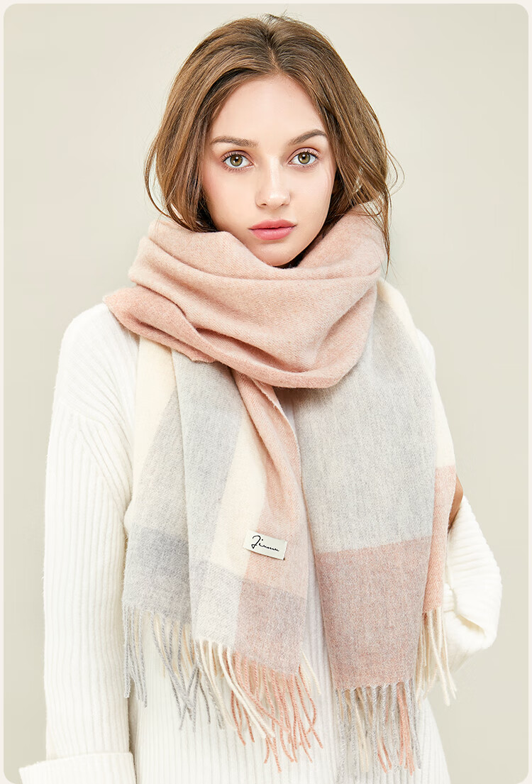 JIUMU Pure Wool Scarf for Women Autumn Winter Warm Shawl Large Wrap Gift Box New Year Birthday Present for Girls 11