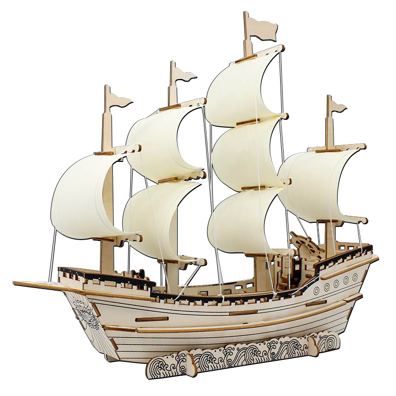 TaTanice Wooden 3D Puzzle Toy for Children And Adults, Sailing Ship Model Building Blocks, Birthday Gift for Boys And Girls