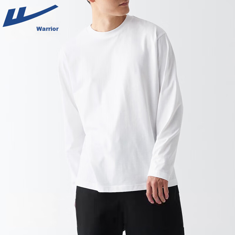 Warrior Heavy Pure Cotton Long-Sleeve T-Shirt for Men, Spring And Autumn New Round Neck Undershirt, Casual Loose-Fitting Sports Top Inner Wear A