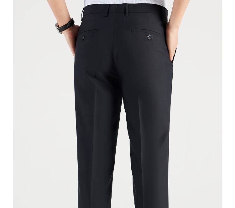 ROMON Men's Wool Business Straight-Leg Dress Pants Spring and Autumn Casual Suit Trousers Work Pants 12