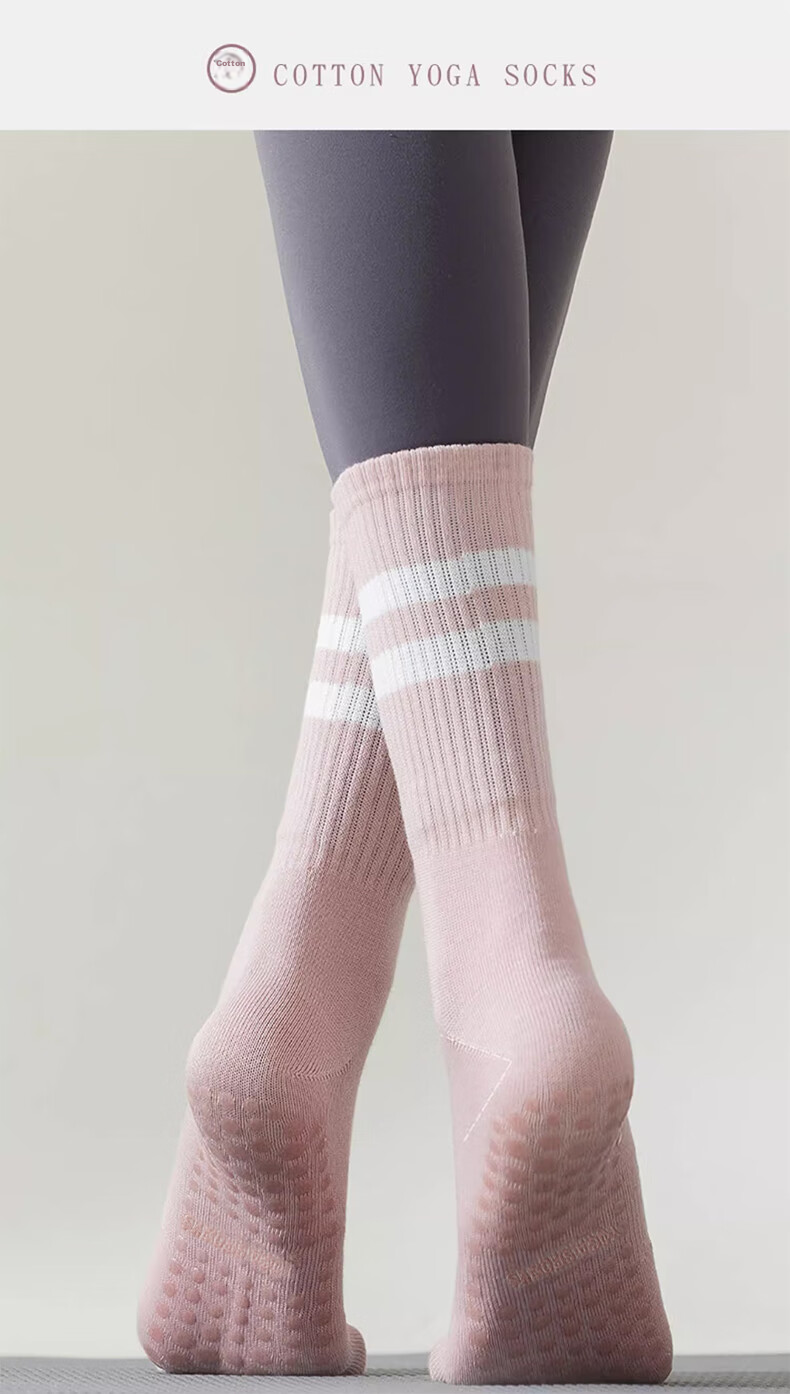 LangSha Yoga Socks for Women, Mid-Calf Sports Fitness Socks, Non-Slip Socks, Pilates Dance Socks, Silicone Floor Socks 12