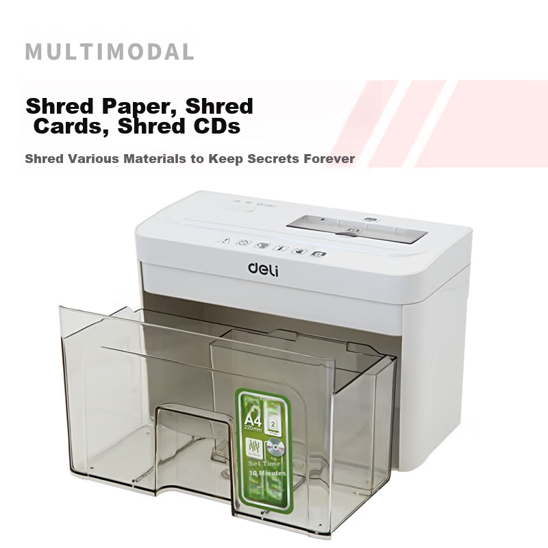 Deli Paper Shredder Level 4 Security 10-Minute Continuous Shredding Compact Personal Home Office Desktop Document Shredder Can Shred Discs 92614