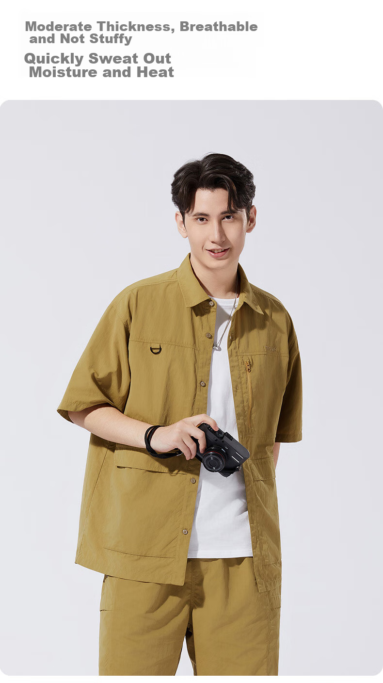 TECTOP Short-Sleeve Shirt, Outdoor Casual T-Shirt Top, Men's Lightweight Shirt, 2422267CS Men's Style, Olive Green, XL 8