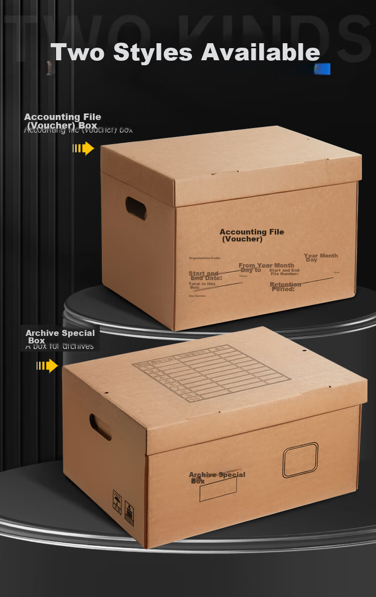 Kingdee File Storage Boxes, Set of 5, Three-Layer Thickened Accounting Document Storage Box, 50*35*25cm Financial File Box, Accounting Archive Box 3