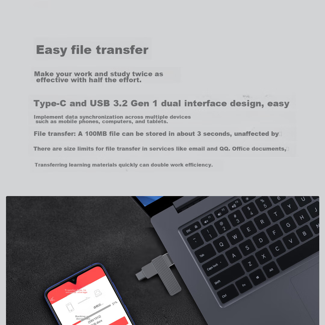 Lenovo Invests in Brand Yinengzhe 128GB Type-C USB3.2 Flash Drive, F500 MAX Gun Color, 230MB/s, Dual-Use for Phone And Computer, 360° Rotation, Dual Interface Thumb Drive 12