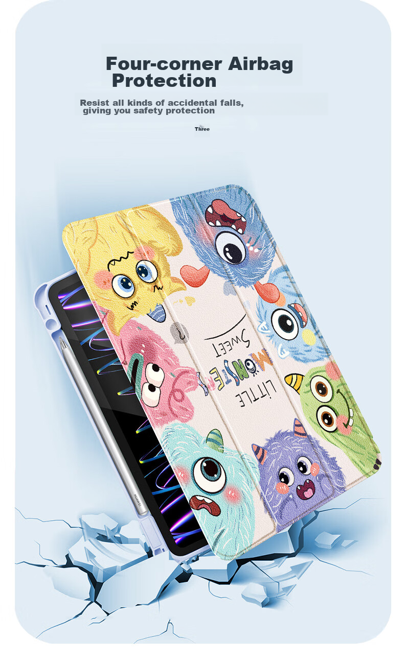 Asiwa Protective Case for Huawei MatePad Pro 12.2, Compatible with 2025/2024 Models, 12.2-Inch Tablet with Pencil Holder, 360-Degree Rotating, Horizontal And Vertical Support, Cartoon Anti-Drop And Anti-Bend Design, Tri-Fold Style 7