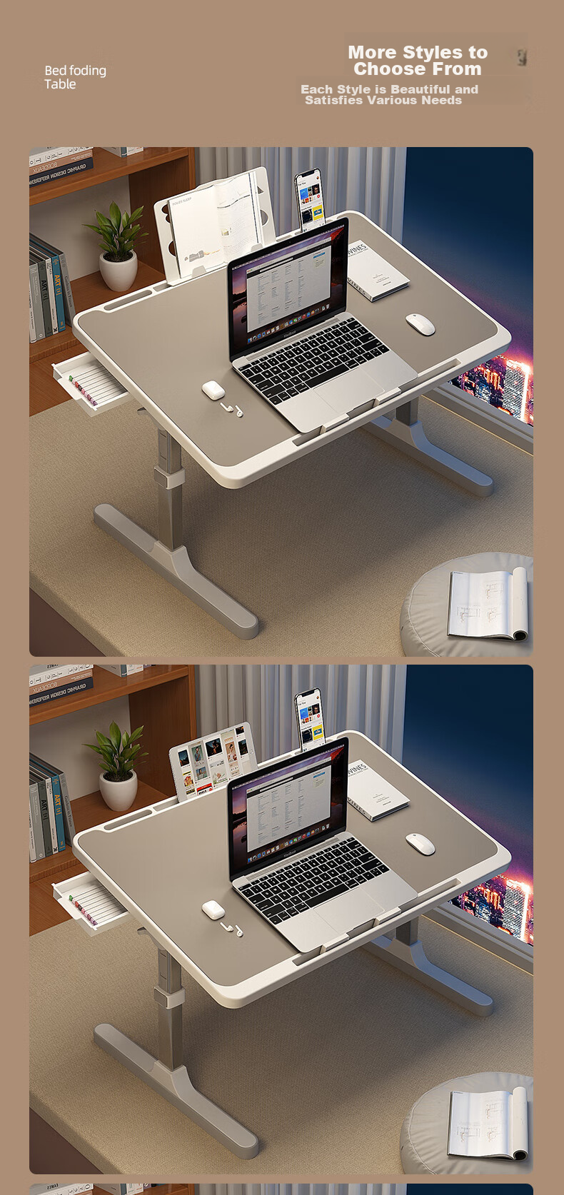 XIAOJIANGCAI Adjustable Bed Desk, Foldable Laptop Table, Lazy Student Dormitory Study Desk, Small Table for Office And Learning 8