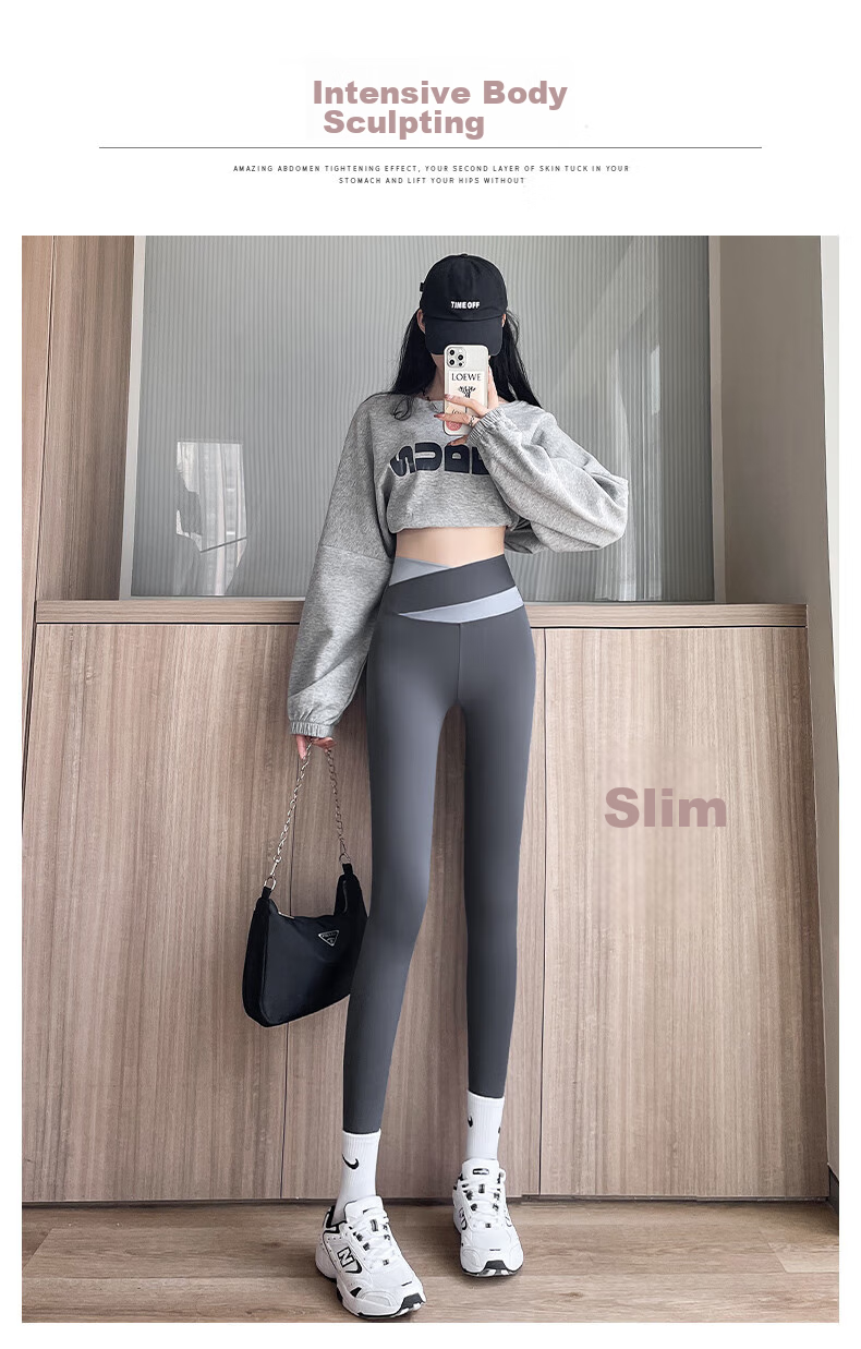 LangSha Shark Leggings for Outer Wear, Butt-Lifting Yoga High-Waisted Tummy Control Slimming Sports Plus Size Women's Thin Pants Base Layer 12