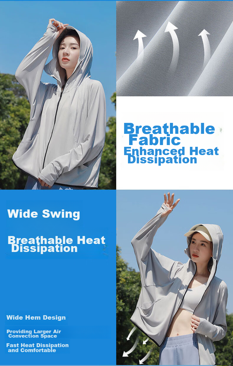 TECTOP Women's Breathable Long Outdoor Windbreaker 56PF, Moon Blue, Size S 2