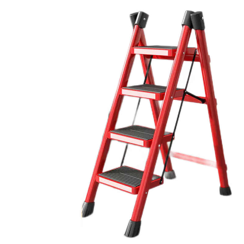 XINGKAI Folding Ladder, Household A-Frame Ladder, Multi-Functional Climbing Ladder, Moving Ladder, TZ57 Red Four-Step
