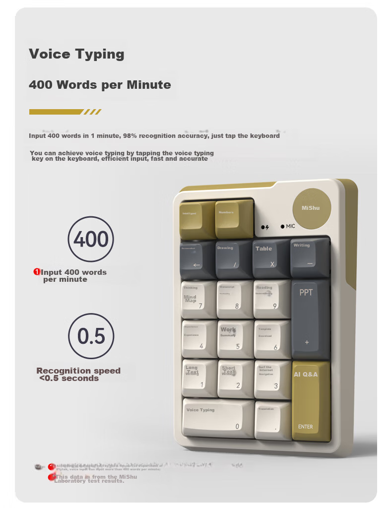 Mimouse MK17AI Keyboard, Small 17, Supports AI Video Drawing Meeting Recording Writing PPT, Mechanical Digital Smart Keyboard, Wireless Tri-Mode Bluetooth 10