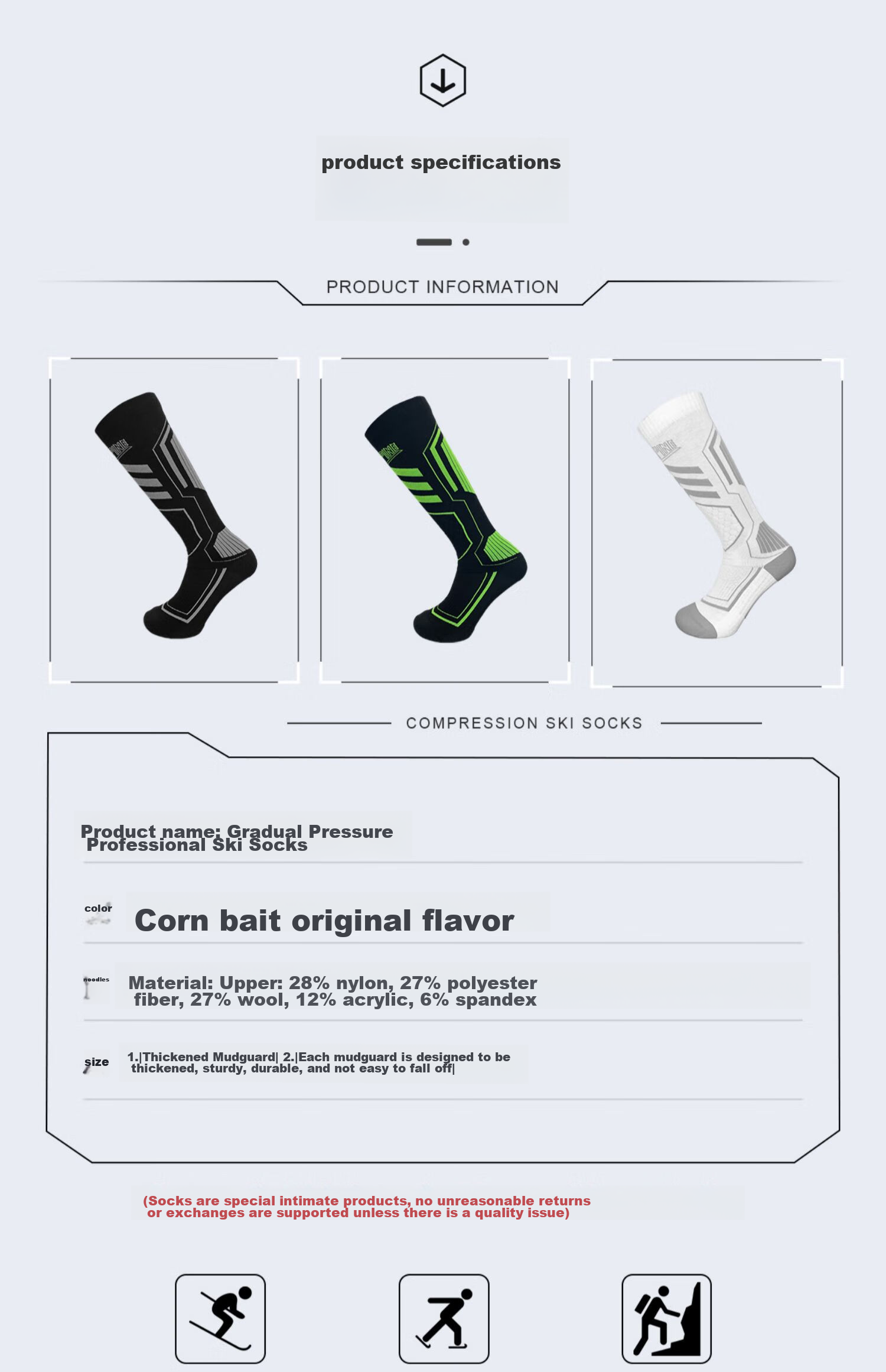 SURPINE Professional Ski Socks for Men And Women, Warm Compression Wool Long Outdoor Sports Socks 8