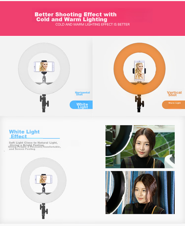 Hakutatz 55cm Live Streaming Fill Light, Beauty Enhancing, Skin Softening, Face Slimming LED Ring Light, TikTok Influencer Photography Lighting Equipment, Floor-Standing, Professional Photography Use 9