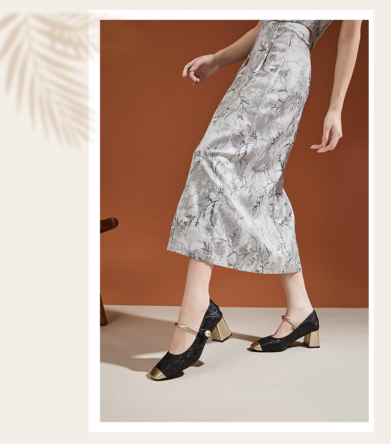 DAPHNE Chunky Heel Pumps for Women, National Trend Style Chinese Elegant Bridesmaid High Heels to Match Dresses Mary Jane Shoes, Black, Size 35 4